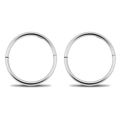 925 Sterling Silver Solid Infinity Sleeper Hinged Hoop Earrings Nose Ring Tragus 18G 8mm 10mm 12mm 14mm Women Men Hypoallergenic Body Jewelry Silver or Gold - style: Silver 12mm