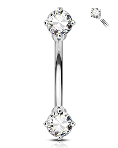 Minimalist Rook Earrings 16G Rook Jewelry Stainless Steel Eyebrow Piercing Jewelry 6/8MM Lobe Earrings - color: WG-8MM