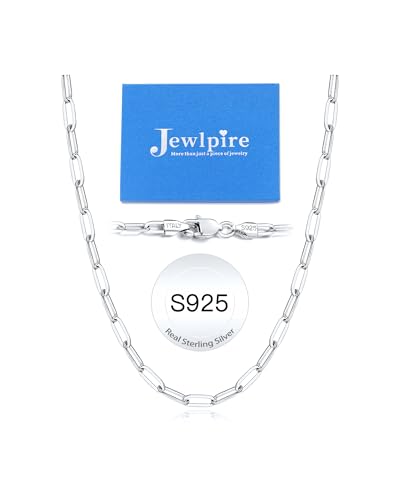 Jewlpire 14K Gold Plated 925 Sterling Silver Paperclip Chain Necklace for Women, 4mm 5mm Shiny & Sturdy Women's Chain Necklaces 16 18 20 22 24 26 Inch - color: 5mm 925 Sterling Silver, size: 18 Inch