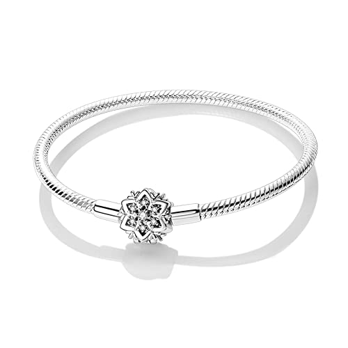 KUNSIR 925 Sterling Silver Palm Clasp Snake Chain Bracelet Basic Charm Bracelets Fit Any PDL Charm, with for Teen Women - style: KJB009