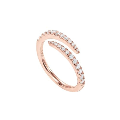 PAVOI 14K Gold Plated Cubic Zirconia Open Twist Eternity Band for Women - color: Rose Gold, size: 6