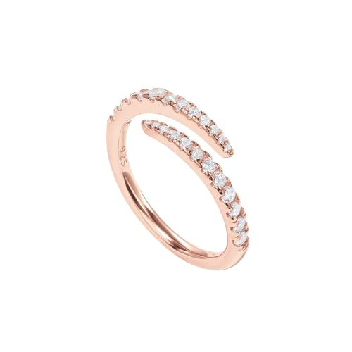 PAVOI 14K Gold Plated Cubic Zirconia Open Twist Eternity Band for Women - color: Rose Gold, size: 8