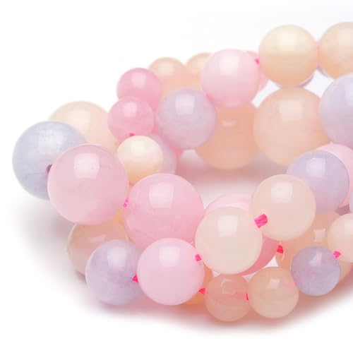 6mm Natural Stone Beads for Jewelry Making,Morganite Polished Smooth Round Gemstone Beads for Bracelet Necklace 15 Inch - color: Morganite, size: 6mm