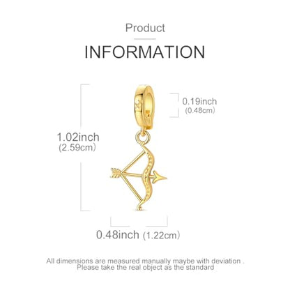 LAZA 925 Silver Charms for Bracelets and Necklaces Gold charms for Women | Summer Travel Party Lucky Zodiac Charms Clearance Pendant Beads Christmas Birthday Graduation Gift Jewelry for Women - color: Sagittarius