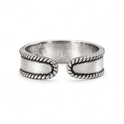 Sterling Silver Toe Ring, Adjustable Open Band, Handmade | Fits Toe, Knuckle or Pinky Ring | One Size Fits Most | Comfortable to Wear | Minimalist Style | Water Resistant - style: Floral Oxidized Band