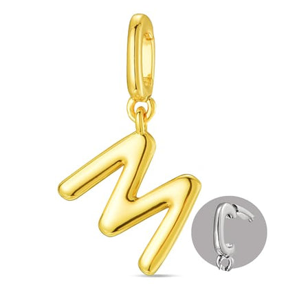 OVRUNS Initial Charm for Women Letter Bracelet Necklace Charms With Clasp | Alloy,nickel,safe for sensitive skin,Pendant with install clasp,fits bracelets with necklaces,great for gift - color: Gold, style: Letter M