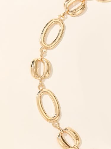 Circle Chain Belt Silver Waist Chain Women Waist Jewelry Body Chain Metal Chunky Chain Belts for Dress - color: 39 inch-Gold