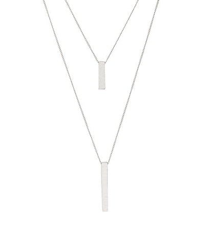 JYJ Women's Layered Long Necklaces for Women Double Layers Choker Necklace Hammered Bar Pendant Necklace for Summer