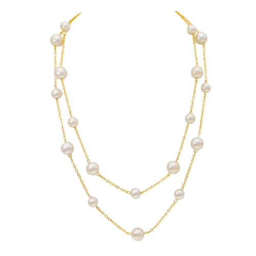 Dainty Layered Pearl Choker Necklace for Women Dainty Chain Necklaces Daisy Pearls jewelry Valentine Day Graduation Bride Gifts - color: 2 layered pearl