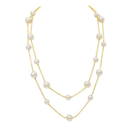 Dainty Layered Pearl Choker Necklace for Women Dainty Chain Necklaces Daisy Pearls jewelry Valentine Day Graduation Bride Gifts - color: 2 layered pearl