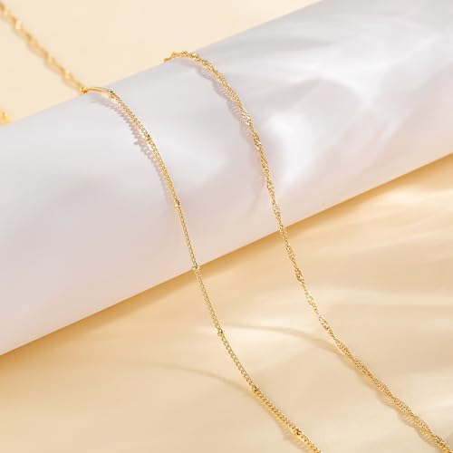 Tewiky Layered Waist Chain for Women, 14K Gold/Silver Plated Belly Chains | Beach Waist Beads Chain, Waterproof Twist Figaro Cuban Body Chain, Summer Jewelry for Women Gifts - color: Gold Waist Chain1