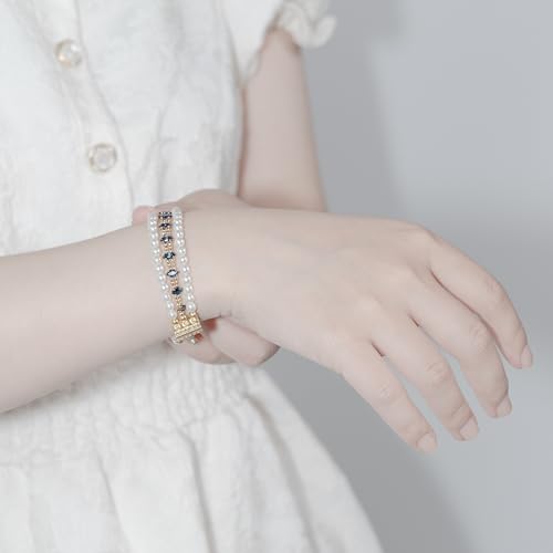 18K Gold Plated Faux Pearl Beaded Bracelet for Women | Vintage Design No Tarnish Finish Gift Box for Birthdays Weddings Anniversaries and Everyday Wear