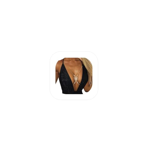 Rhinestone Chest Bracket Bra Chain Sexy Bikini Crystal Body Chains Butterfly Chest Chain Body Jewelry Accessories for Women - color: color5