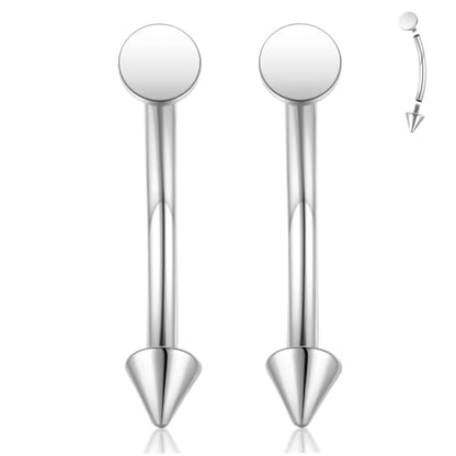 G23 Titanium Eyebrow Piercing Jewelry Eyebrow Rings Curved Barbell 16G Eyebrow Belly Button Ring Navel Rings Rook Daith Earrings Lip Ring Eyebrow Jewelry 6mm-12mm - color: 2PCS,Disc Bottom+Arrow Shape,Silver