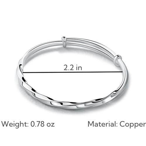925 Sterling Silver Bangles For Women Handmade Silver Bangles Open Adjustable Bangle Bracelets For Women Silver Open Cuff Bracelets Stackable Wrap Bangles Festival Jewelry Gifts - color: Style 18