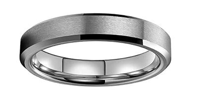 CROWNAL 3mm 5mm 7mm 9mm Tungsten Rings for Men Women Black/Silver/Gunmetal/Gold Beveled Polished Edges Matte Finish Comfort Fit 4-17 - color: Silver 3mm