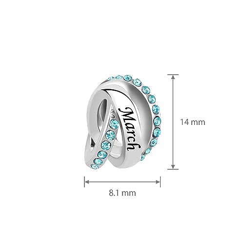 January-December Birthday Charm Compatible with Pandora Bracelets Birthstone Charms for Women Jewelry - style: 3