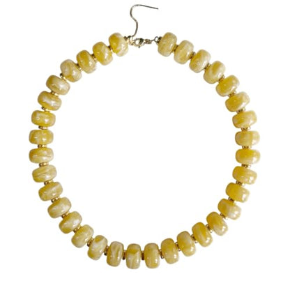 Colorful Chunky Resin Beaded Choker Necklaces for Women | Multicolor Beads, Sturdy Metal Chain, Adjustable, Detachable, Lightweight, Summer Beach Boho, Trendy Statement Jewelry Gift - color: Light Yellow