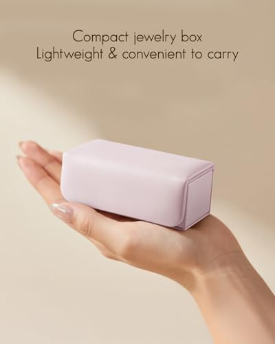 VLANDO Small Travel Jewelry Case,Gifts for Women Bridesmaid,Tangle-Free Jewelry Organizer for Rings Earrings Necklaces, Vegan Leather, Magnetic Closure, Gift Ready-Pink - color: Pink