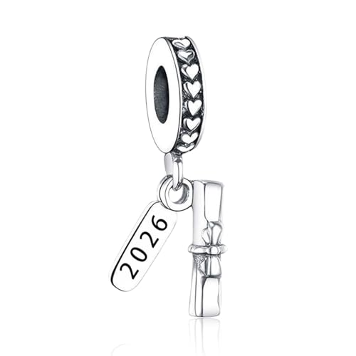 S925 Bead Pendant Charms for Bracelets Necklaces, Compatible with Pandora, Jewelry Making DIY - style: Grad-Class of 2026 Graduation Scroll Charm