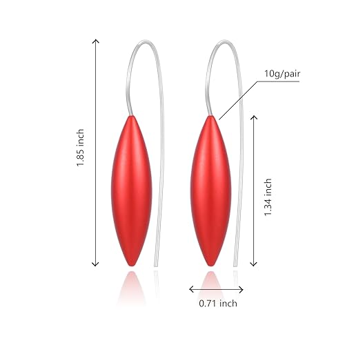 Oval Drop Earrings for Women, Long Thread Dangle Earrings, Colorful lightweight aluminum alloy, Suitable for Jewelry Gifts and Valentine's Day - color: Red