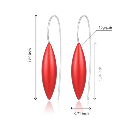 Oval Drop Earrings for Women, Long Thread Dangle Earrings, Colorful lightweight aluminum alloy, Suitable for Jewelry Gifts and Valentine's Day - color: Red