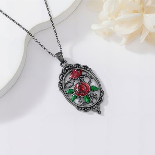 Sterling Silver Halloween Necklace Gothic Jewelry Gifts for Women Men - style: Cameo-Rose