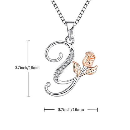 STARCHENIE Initial Necklace for Women Sterling Silver Letters 26 Alphabet Pendant Rose Flower Jewelry Gifts for Family Sisters Friend - color: Y