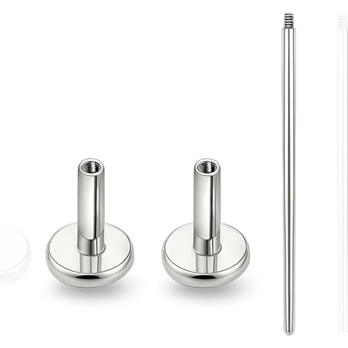 limerencia 16G/18G Hypoallergenic Internal Threaded Titanium Bar Post Replacement,Flat Back Stud Earrings Post Medusa Helix Couch Labret Bar for Women Men Sensitive Ears(A Pair) - color: silver tone, size: 16G-6mm