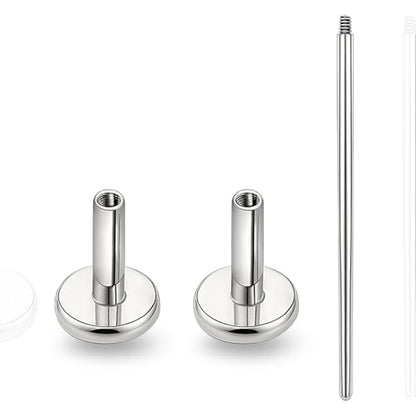 limerencia 16G/18G Hypoallergenic Internal Threaded Titanium Bar Post Replacement,Flat Back Stud Earrings Post Medusa Helix Couch Labret Bar for Women Men Sensitive Ears(A Pair) - color: silver tone, size: 16G-6mm