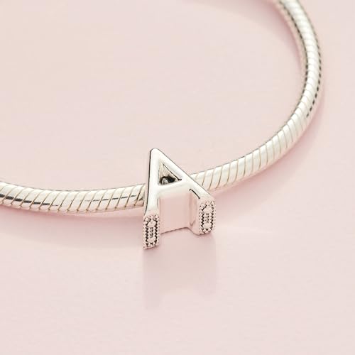 Pandora Alphabet Charm - Compatible Moments - Gift for Her - Made with Sterling Silver - with Gift Box - style: Letter A