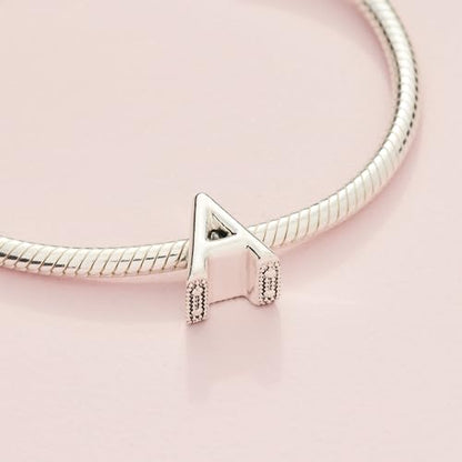 Pandora Alphabet Charm - Compatible Moments - Gift for Her - Made with Sterling Silver - with Gift Box - style: Letter A
