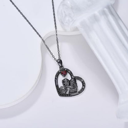 Sterling Silver Halloween Necklace Gothic Jewelry Gifts for Women Men - style: Skeleton-Black