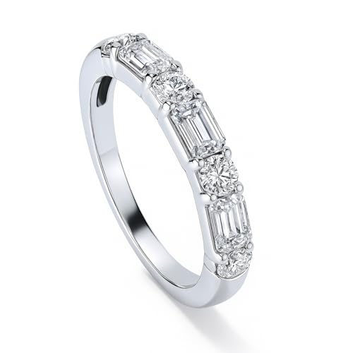 BERRICLE Sterling Silver CZ Art Deco Rings Half Eternity Ring for Women, Cubic Zirconia - style: Empress Mixed Cuts