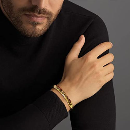 CaptainSteeL Cuban Bracelet for Men Stainless Steel Chain Link Bracelet | 8mm Width,7/7.5/8/9 Inch Length, Silver/18K Gold Plated,Men Bracelet,Waterproof Bracelet,Bithday ,Christmas gift - color: Dense Chain SteeL, size: 8in