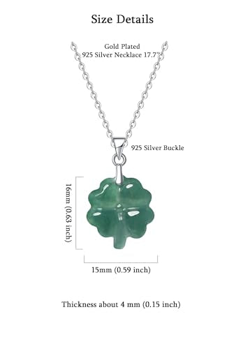 Real Green Jade Pendant Necklace for Women Donut/Heart/Clover/Teardrop/Rose/Lotus Flowers Genuine Jadeite Jewelry with Gold Plated 925 Sterling Silver Chain - style: Four leaf clover silver necklace