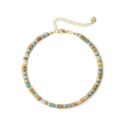 XIJIN Natural Stone Beaded Anklets for Women Handmade Beach Boho Turquoise Beads Ankle Bracelet Jewelry Gift for Her - color: M