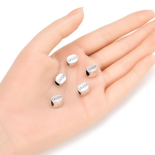 40pcs Laugh Large Hole Happiness Beads (4.5mm Hole) Antique Silver - size: Laugh Bead