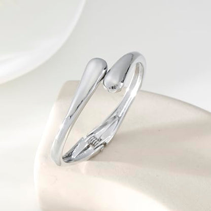 Bangle Bracelets for Women | 14K Gold Plated Trendy Wide Bracelets | Hinged Arm Cuff Bangles Chunky Bracelet for Women - color: Style E-Silver Plated Bangles