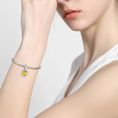 Birthstone Charms for Women Bracelets Birthday Bead Charms fit Pandora Bracelets Mothers Day Gifts for Women - color: 11-November(Citrine)
