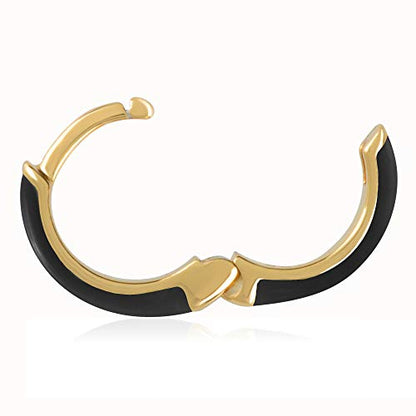 14K Gold Plated Sterling Silver Enamel Color Huggie Hoop Earrings for Women – Wide Range of Vibrant Color Options Available - color: Black