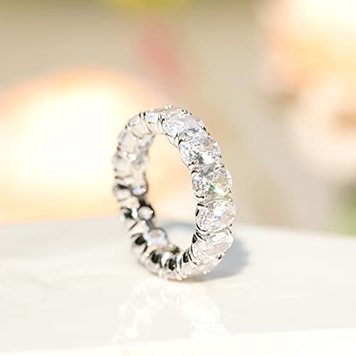 EAMTI Wedding Bands for Women Oval Cut Stackable CZ Cubic Zirconia Engagement Rings Eternity Band Rings Size 3-13
