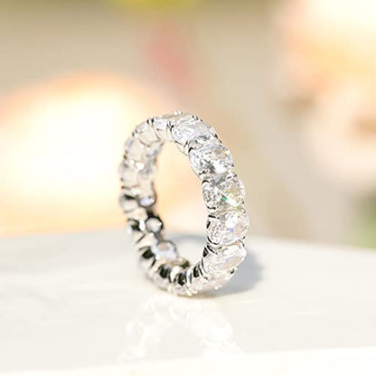 EAMTI Wedding Bands for Women Oval Cut Stackable CZ Cubic Zirconia Engagement Rings Eternity Band Rings Size 3-13