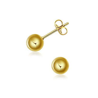 FOSIR 6 Pair Tiny Women 14K Gold Plated Ball Stud Earrings Surgical Stainless Steel Earrings Set, 2-6MM - style: 6 pair diameter,6mm