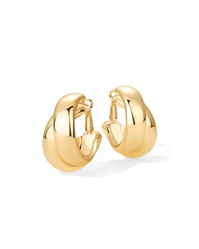 PAVOI 14K Gold Plated Multi Huggie Hoop Earrings for Women - 925 Sterling Silver Posts Triple Split Hoop Gold Earrings for Women - Trendy Fashion Jewelry - style: Chunky