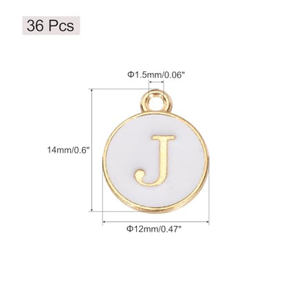 MECCANIXITY Pendants Letter Charm Initial Charm Double Sided Alphabet for DIY Necklace Bracelet Earrings Jewelry Making - style: J