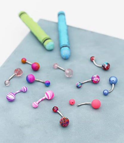 24-50Pcs 14G Stainless Steel Belly Button Rings for Women CZ Screw Navel Bars Body Piercing Jewelry - color: G: 40pcs style 3