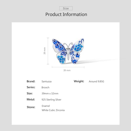 Santuzza 925 Sterling Silver Enamel Brooch Pin for Women - color: [A]Butterfly