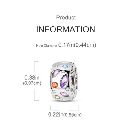 Heart Charm Clip Lock Spacer Stopper Charm Bead Bracelet 925 Sterling Silver Charms Safety Chain for Pandora Bracelets - color: Colorful