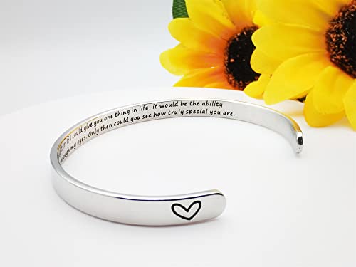 Dczosily Inspirational Bracelets for Women Stainless Steel Cuff Bracelet Engraved Jewelry Motivational Bangles Personalized Gifts for Best Friend/Mom - style: Daughter-To my daughter: If I could give you one thing in life... special you are.